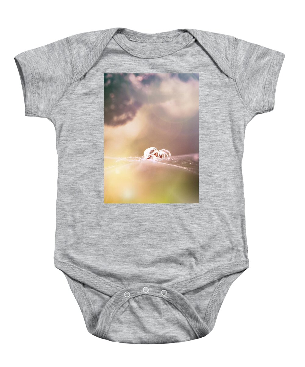 Spider Baby Onesie featuring the photograph Story Of A Spider by Jaroslav Buna