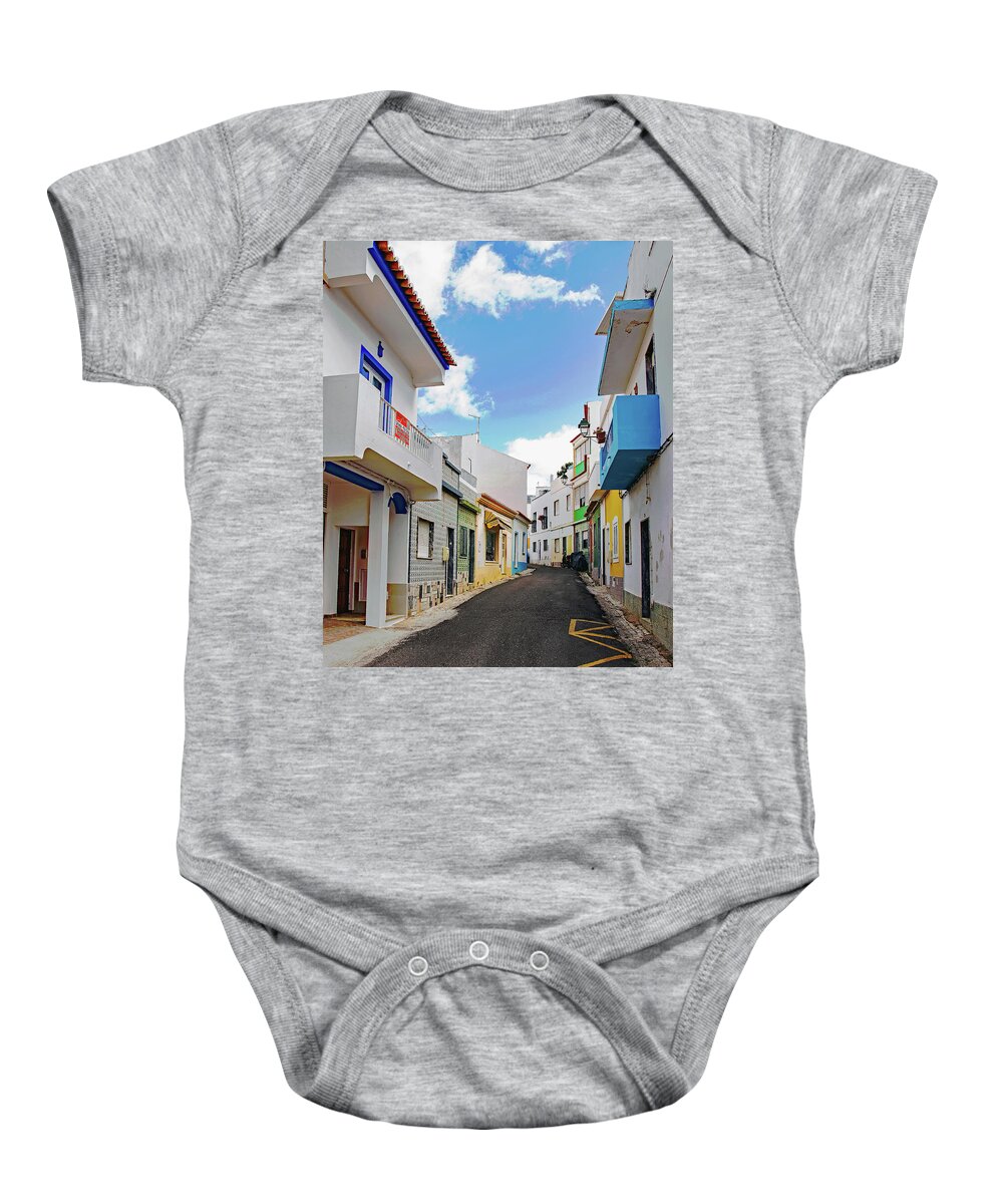 Street Baby Onesie featuring the photograph Street in Alvor by Jeff Townsend