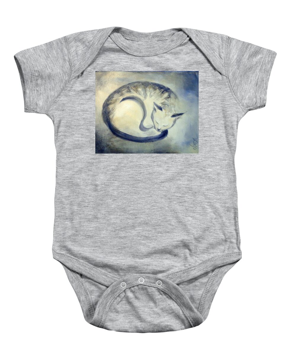 Cat Baby Onesie featuring the painting Stripey Cat 3 by Dina Dargo