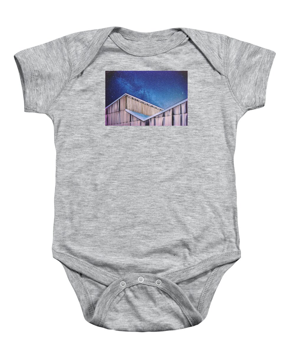 Stars Baby Onesie featuring the digital art Structure And Stars by Phil Perkins