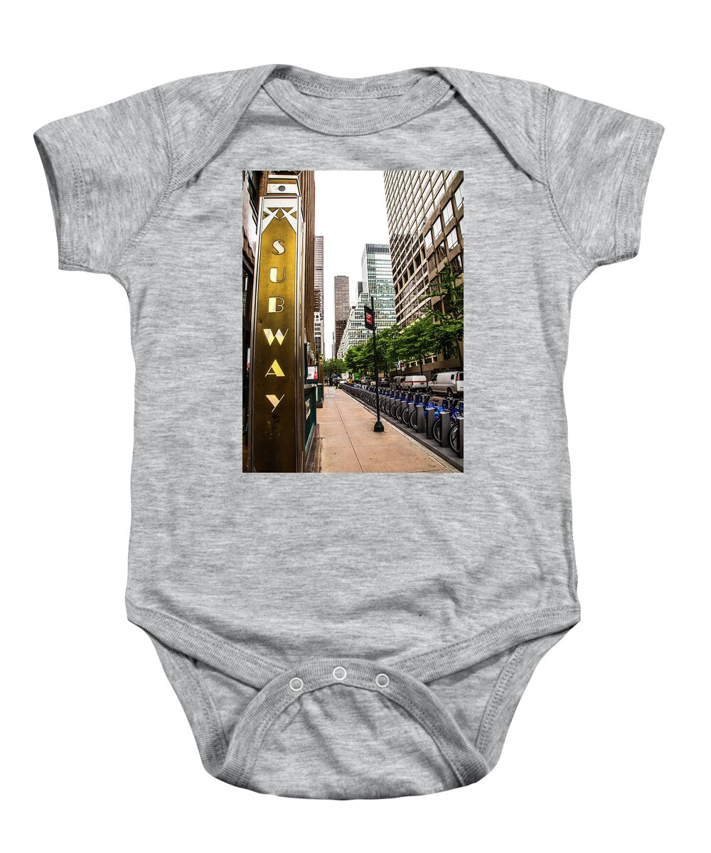 Subway Baby Onesie featuring the photograph Subway NYC by Karol Livote
