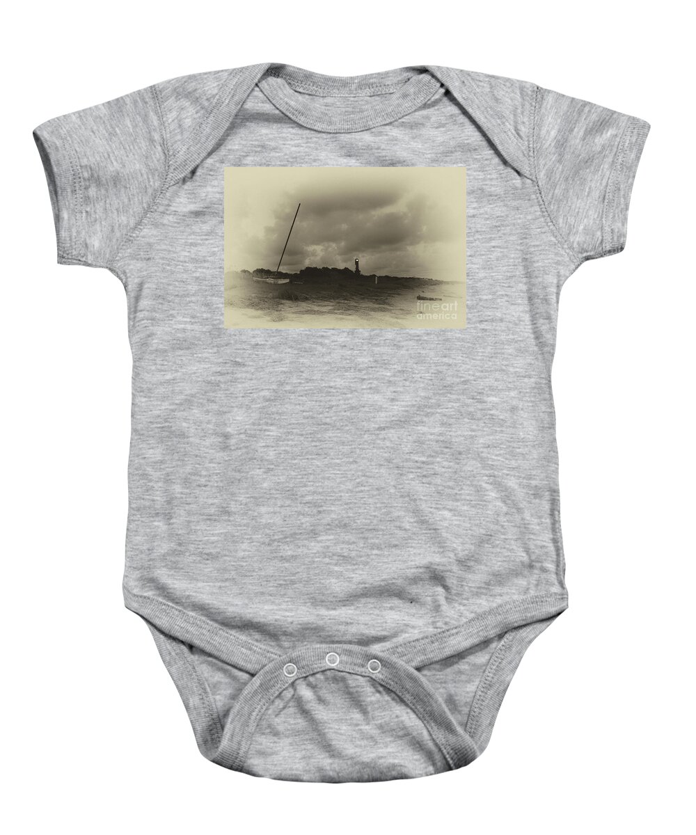 Sullivan's Island Lighthouse Baby Onesie featuring the photograph Sullivan's Island Lighthouse Evening Sail by Dale Powell
