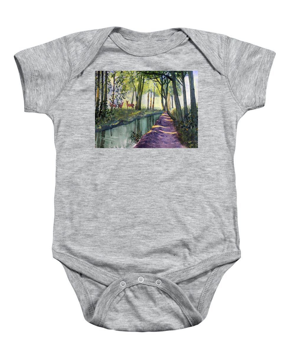 Glenn Marshall Baby Onesie featuring the painting Summer Shade in Lowthorpe Wood by Glenn Marshall