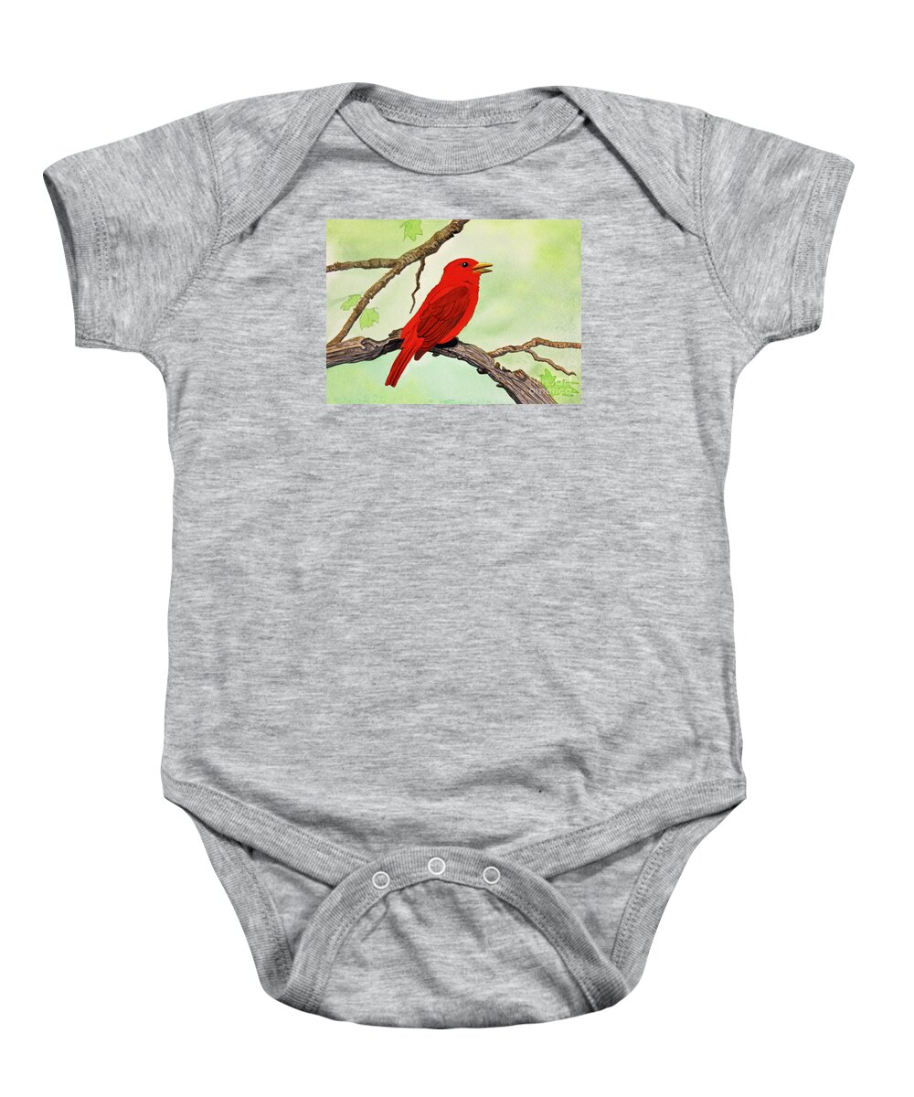 Tanager Baby Onesie featuring the painting Summer Tanager by Norma Appleton