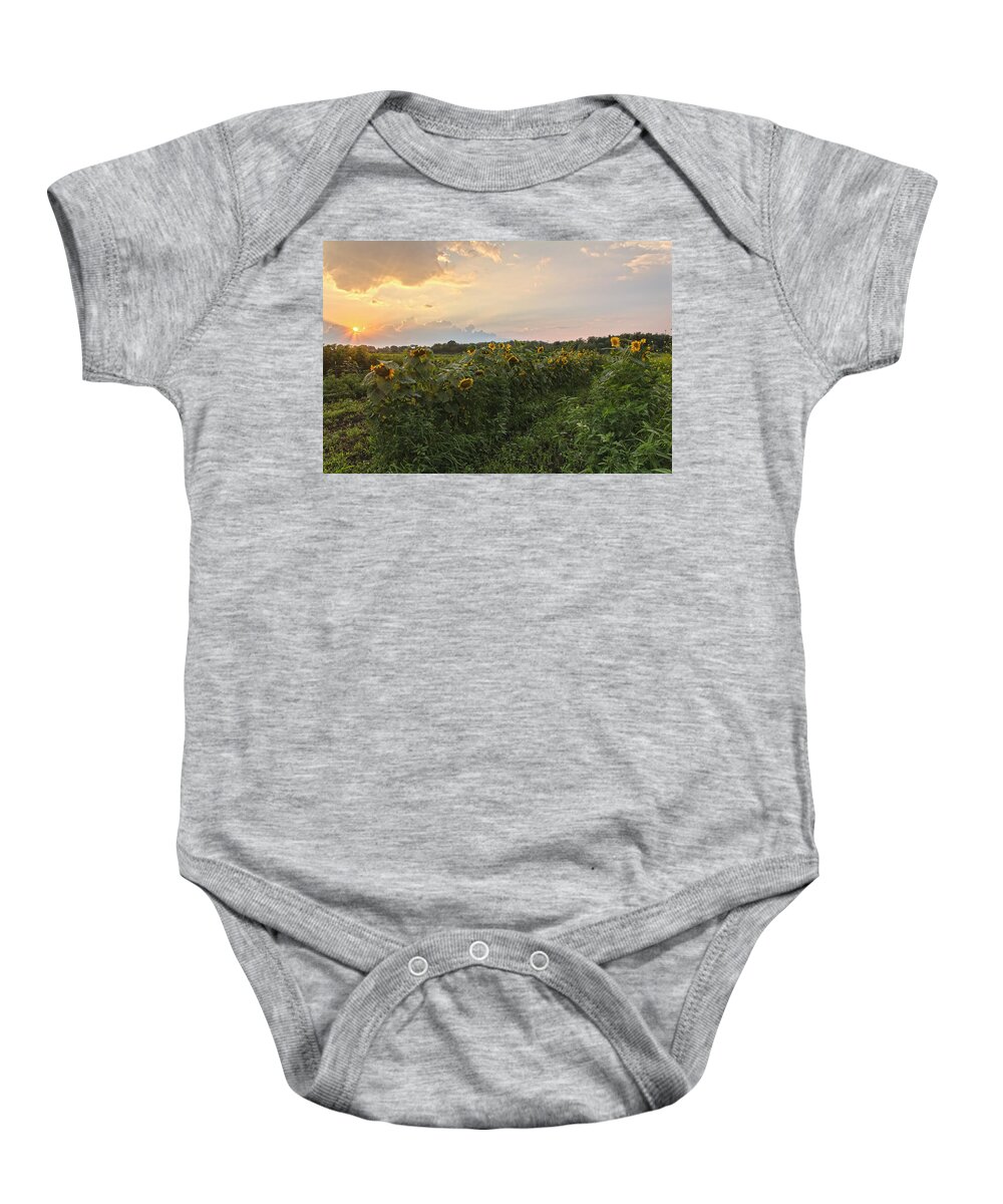 Sunflowers Baby Onesie featuring the photograph Sunflower Skies by Angelo Marcialis