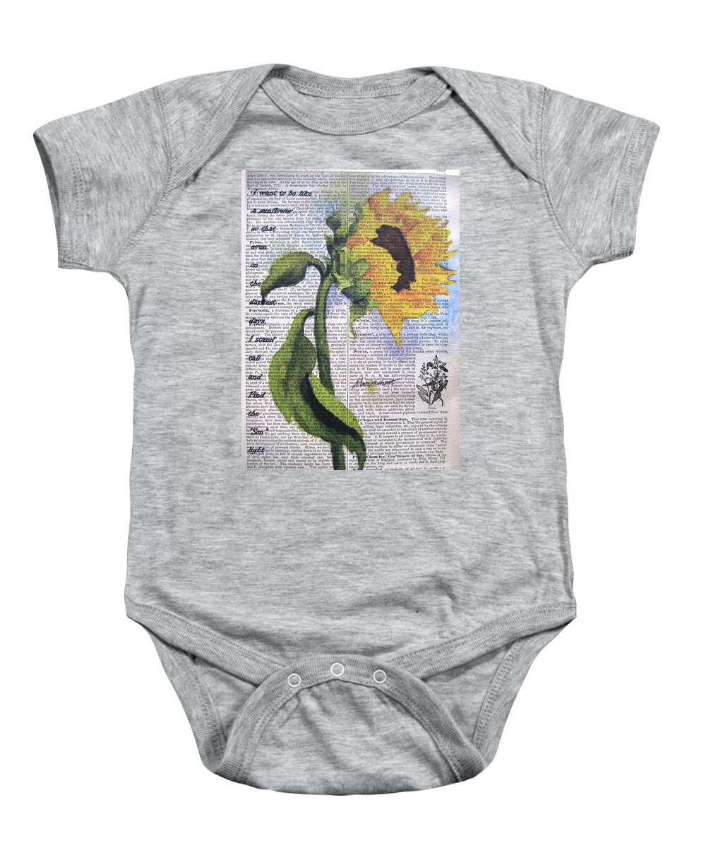 Sunflower Baby Onesie featuring the painting Sunflower Wish by Maria Hunt