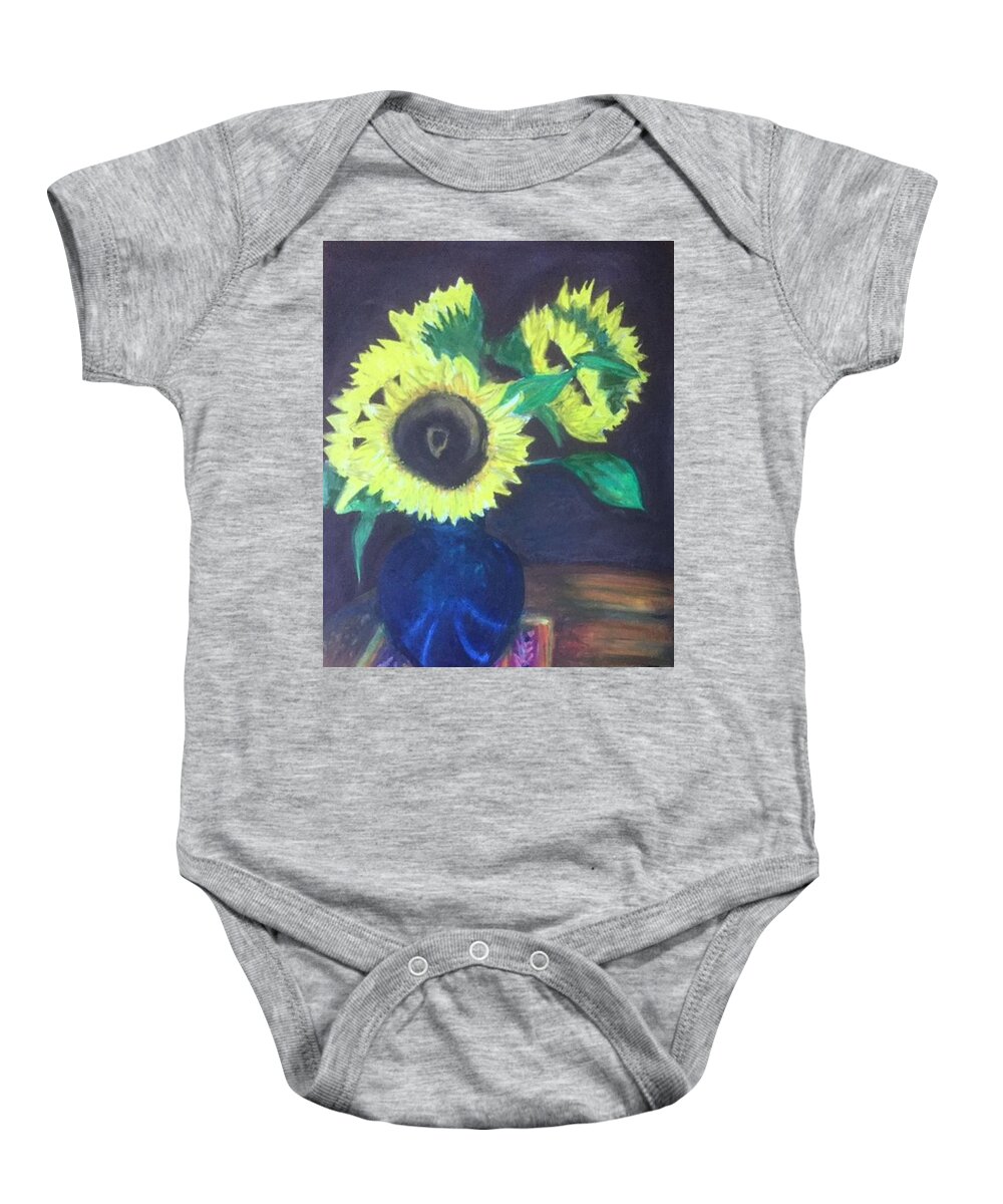 Sunflowers Baby Onesie featuring the pastel Sunflowers by Therese Legere