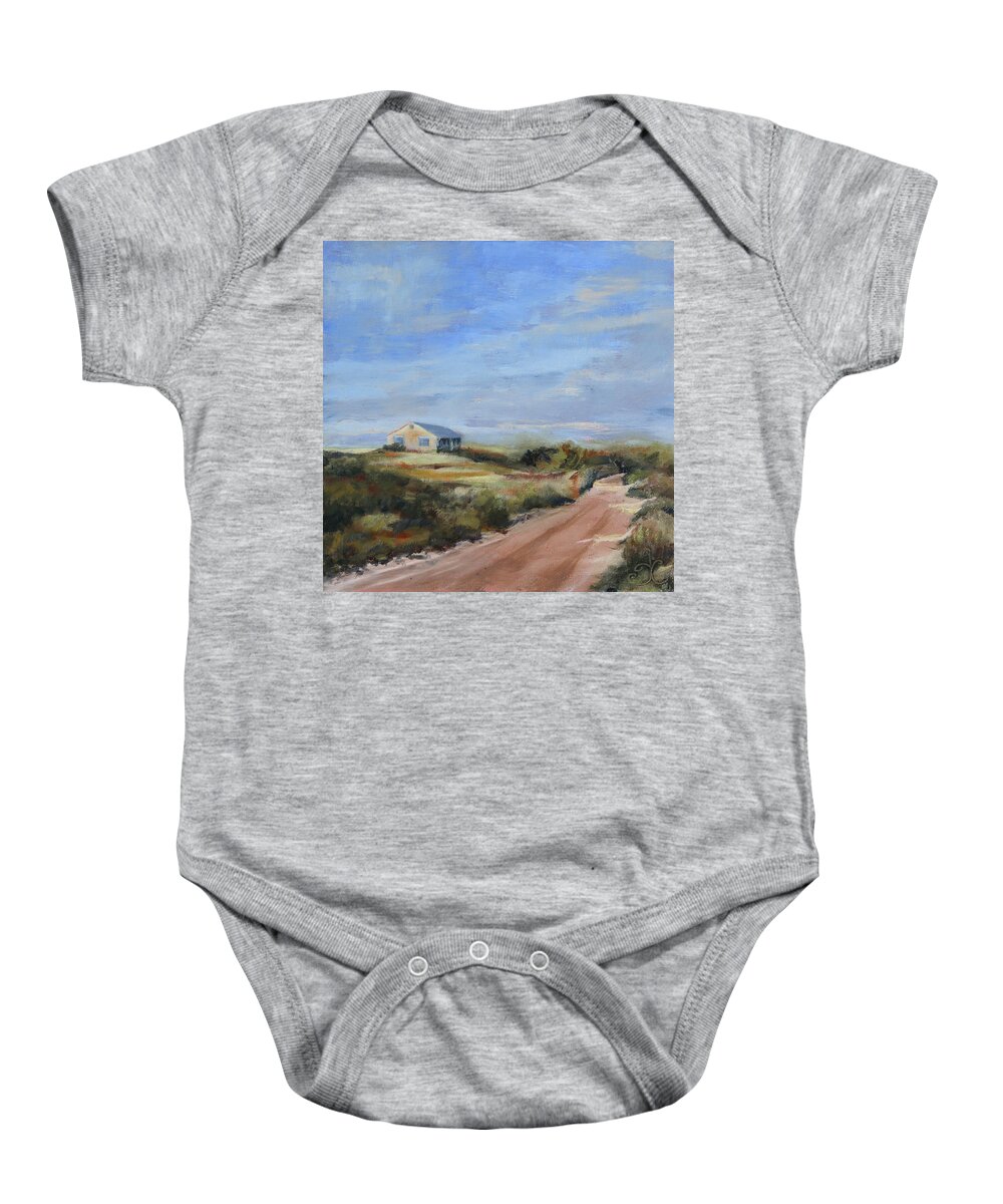 Martha's Vineyard Baby Onesie featuring the painting Sunlight's Coming by Trina Teele