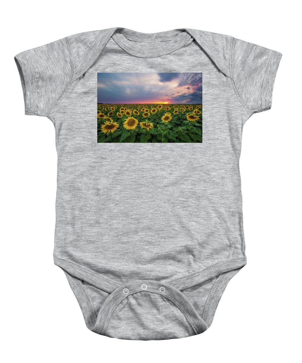 Sunflowers Baby Onesie featuring the photograph Sunny Disposition by Aaron J Groen