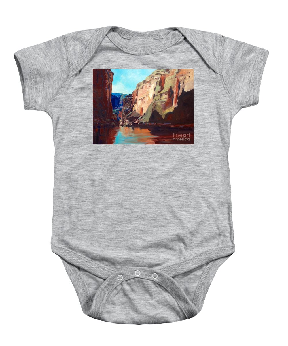  Baby Onesie featuring the painting Sunny Morning On The Mighty Colorado by Jessica Anne Thomas