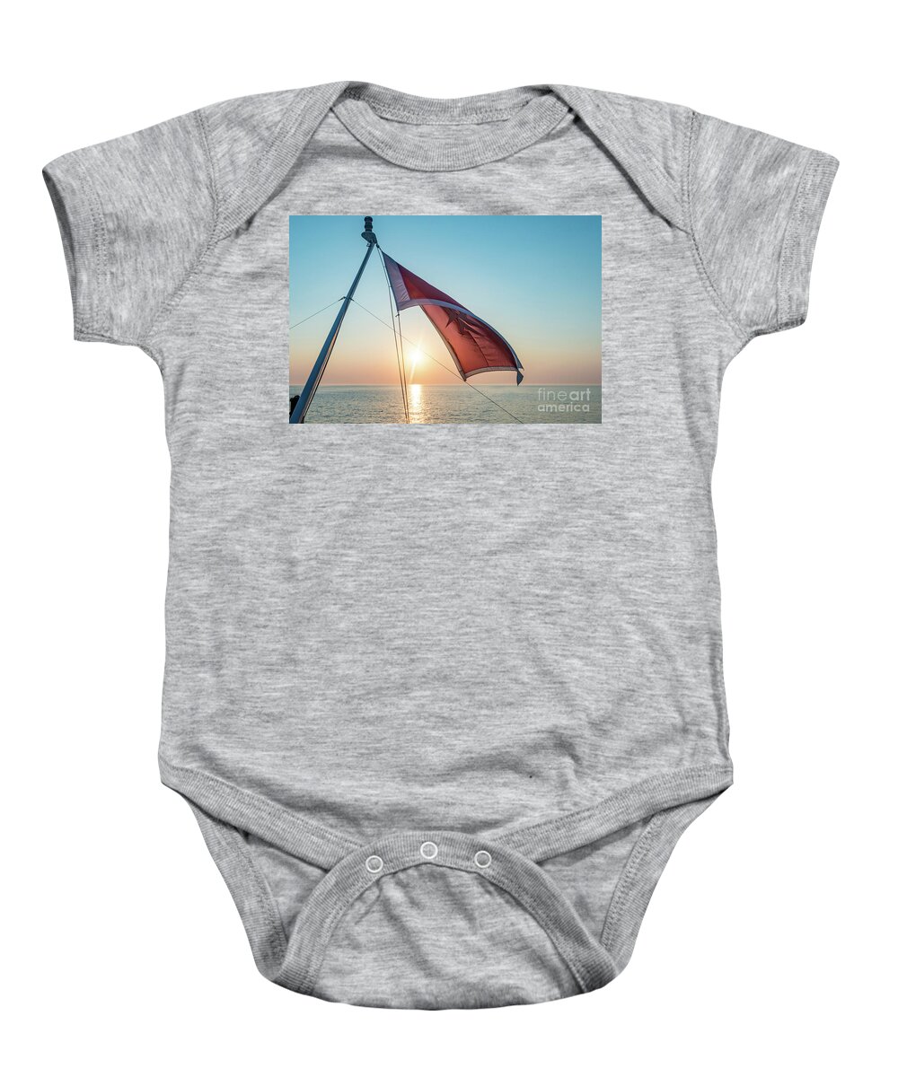 Aegis Baby Onesie featuring the photograph Sunrise At The Horizont by Hannes Cmarits