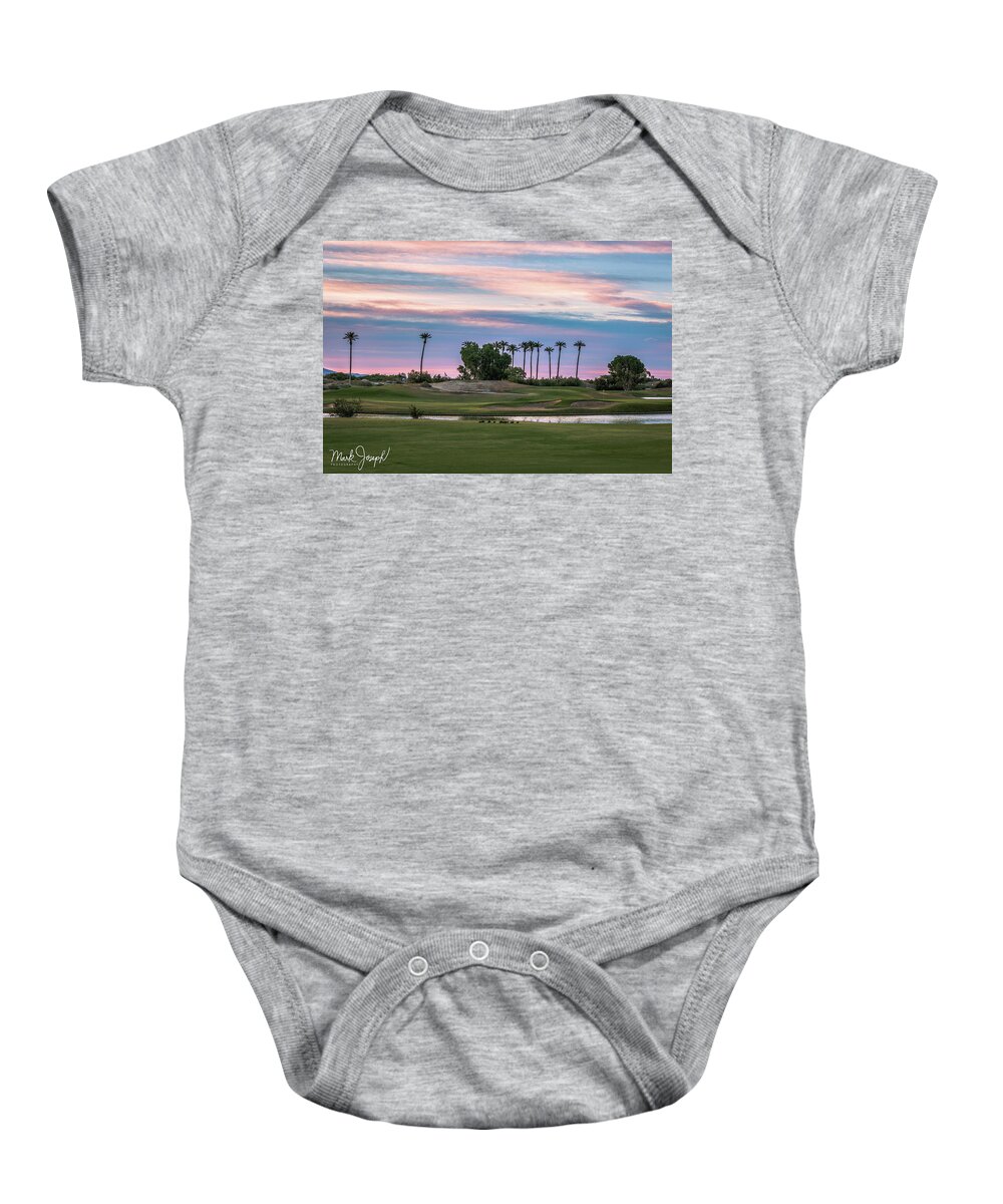 Sunrise Baby Onesie featuring the photograph Sunrise on the Green by Mark Joseph