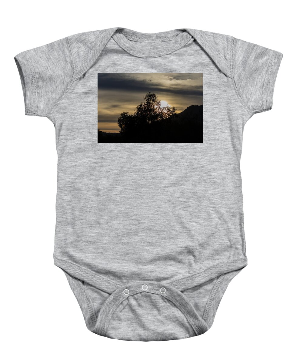 Sunrise Baby Onesie featuring the photograph Sunrise Over Tree by Douglas Killourie