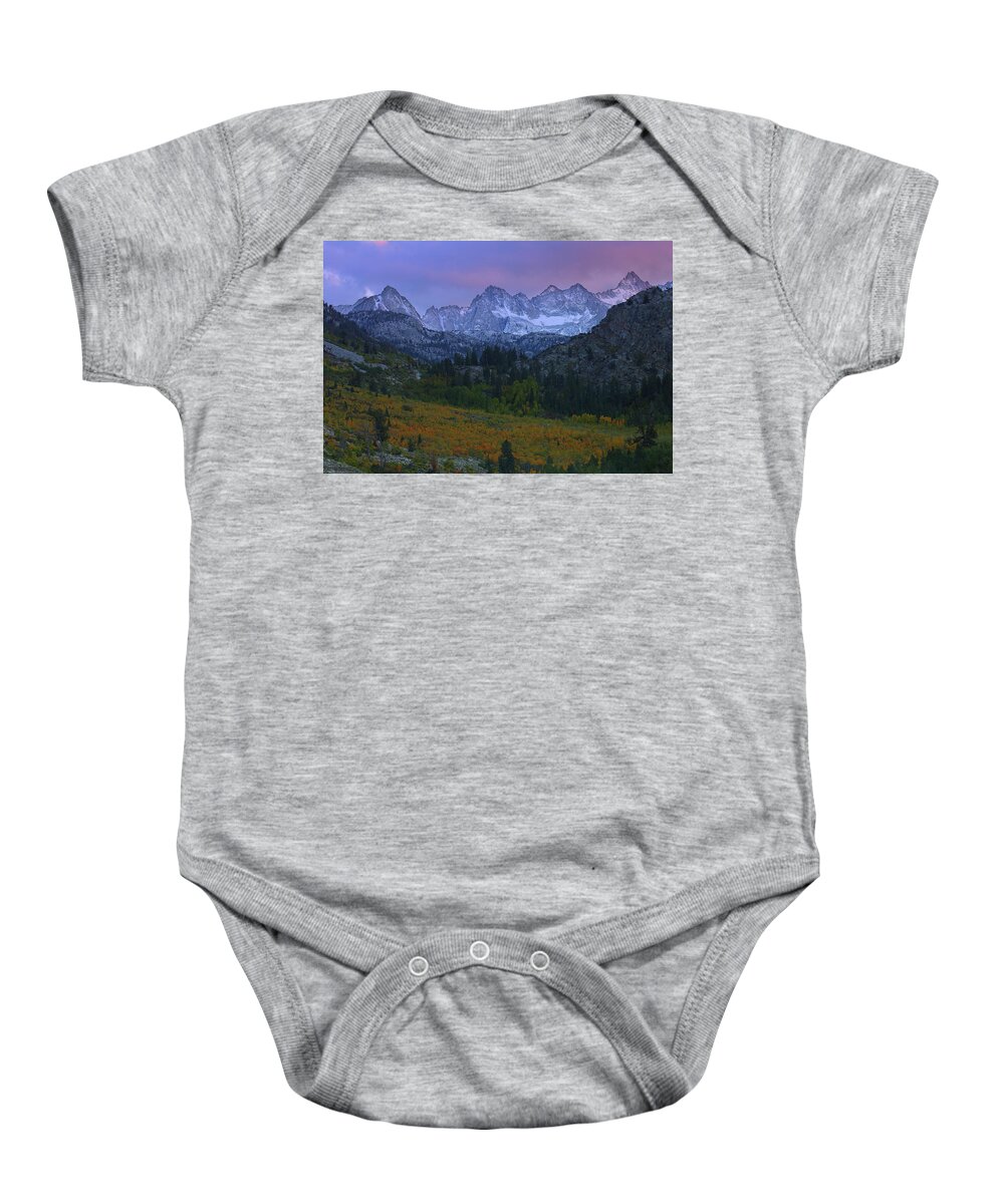 Fall Baby Onesie featuring the photograph Sunset at Bishop Canyon in the Eastern Sierras during autumn by Jetson Nguyen