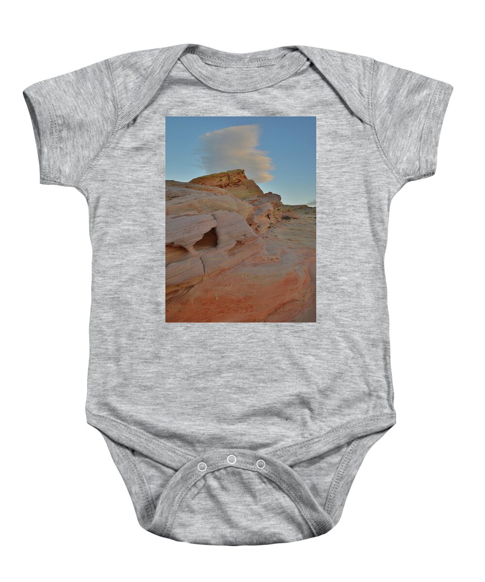 Valley Of Fire State Park Baby Onesie featuring the photograph Sunset Cloud above Valley of Fire by Ray Mathis