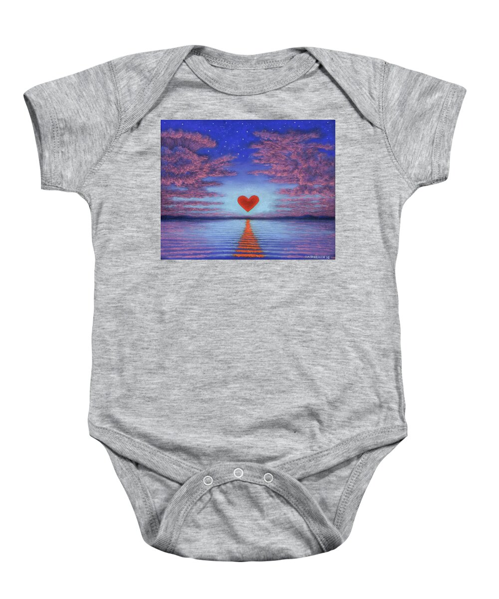 Holiday Baby Onesie featuring the pastel Sunset Heart 02 by Michael Heikkinen