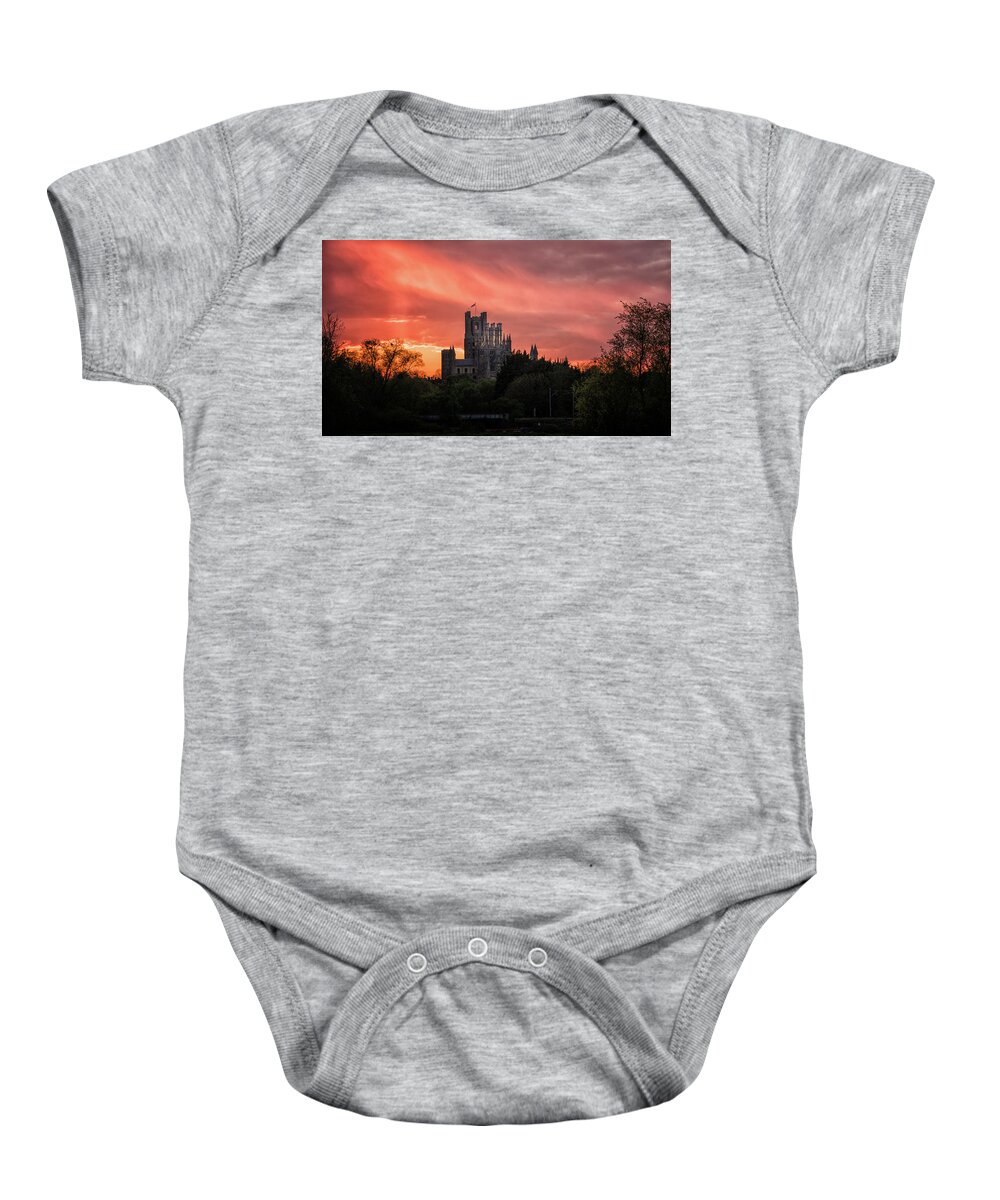 Architecture Baby Onesie featuring the photograph Sunset over Ely by James Billings