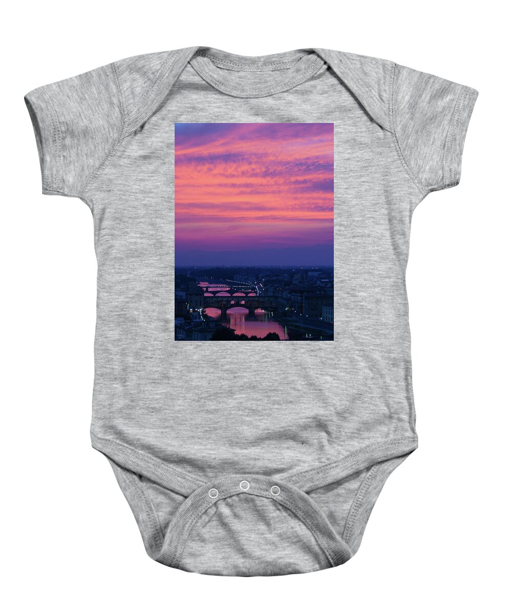 Ponte Vecchio Florence Baby Onesie featuring the photograph Sunset over Florence by Patricia Schaefer