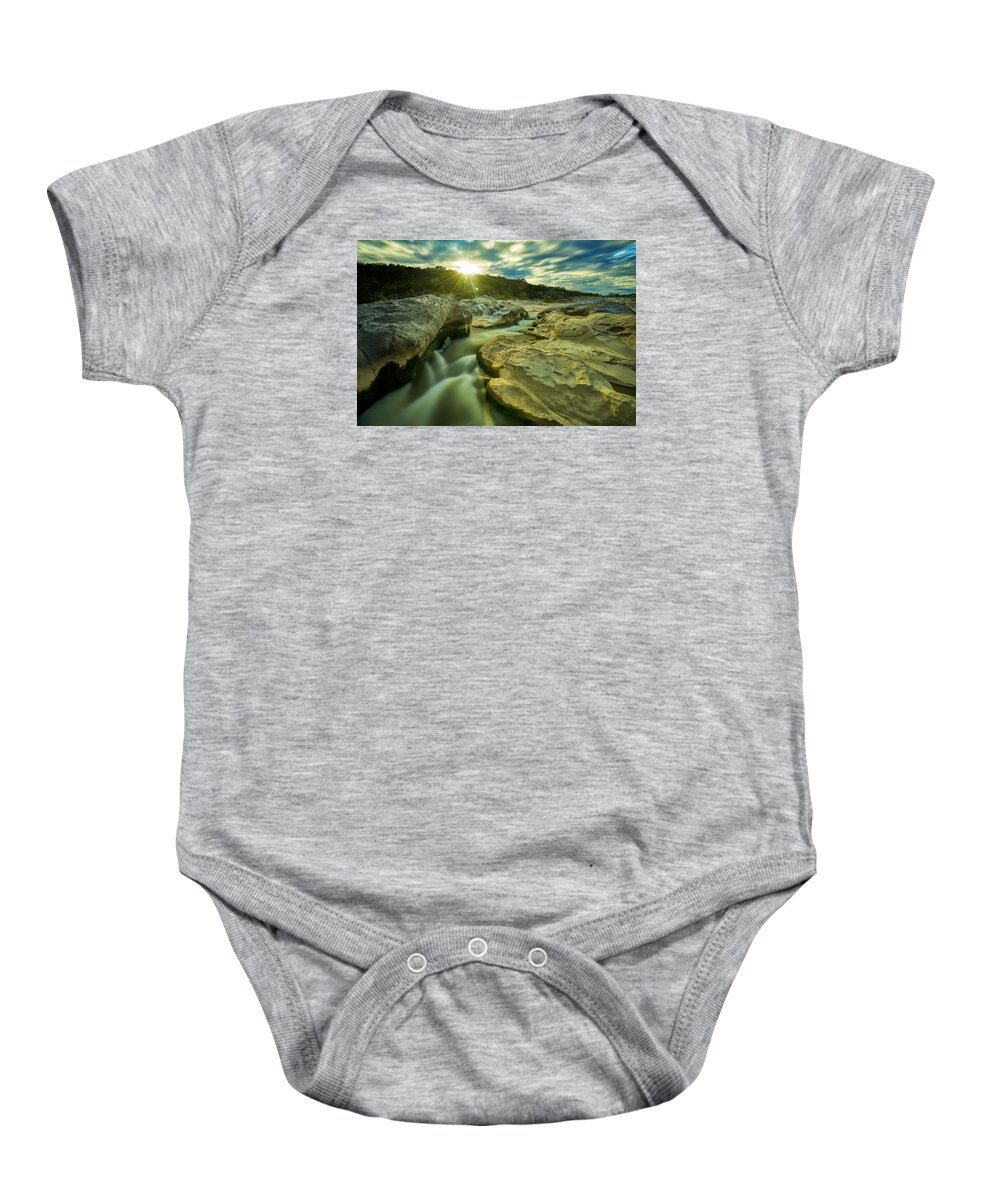 Sunset Baby Onesie featuring the photograph Sunset Over The Cascade by Jonathan Davison