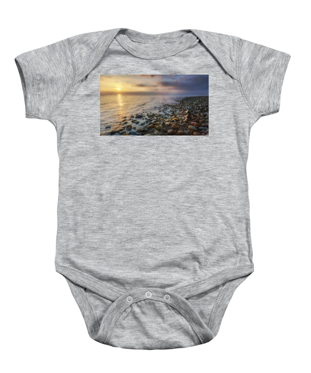 Cairn Baby Onesie featuring the photograph Sunset Zen by Bill Wakeley
