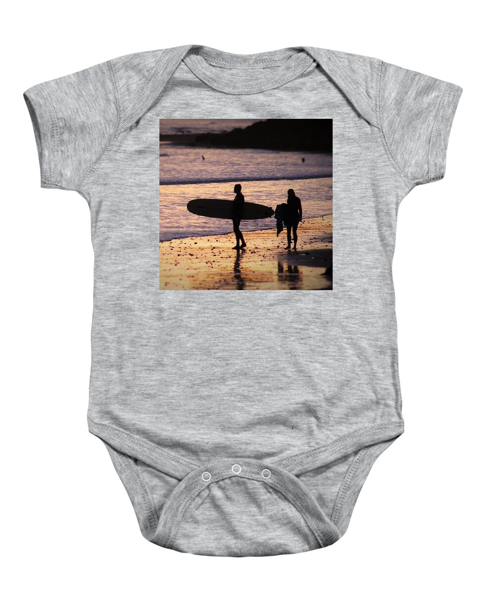 Surfer Baby Onesie featuring the photograph Surfer's Sunset by FD Graham