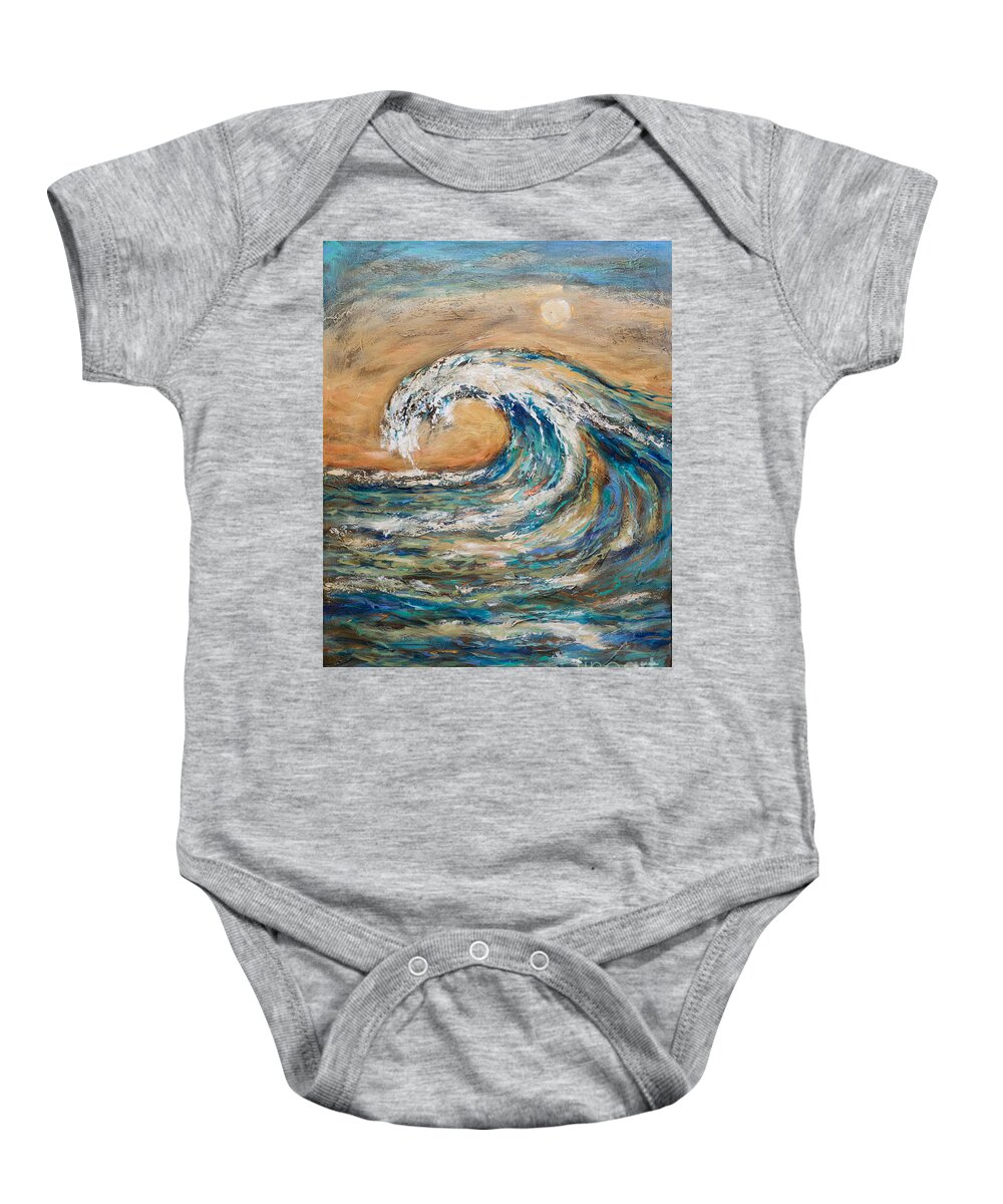 Surf Baby Onesie featuring the painting Surf's Up by Linda Olsen