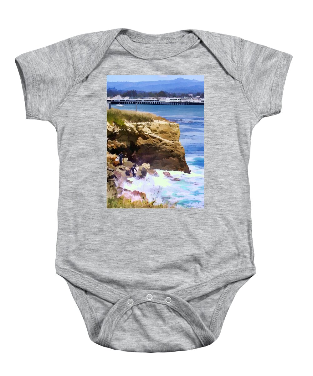 Surfers Baby Onesie featuring the photograph Surf's Up Santa Cruz by Xine Segalas