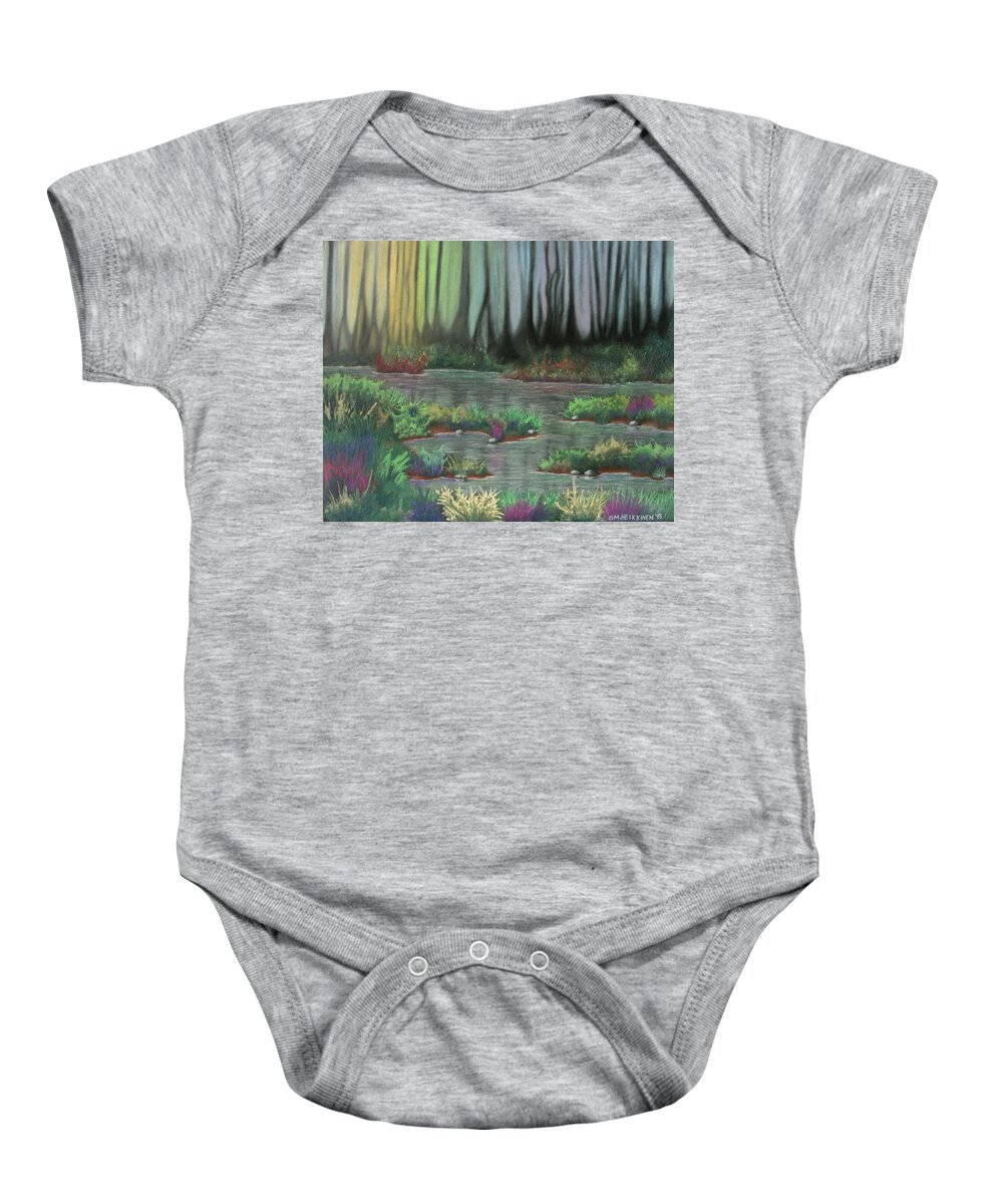 Swamp Baby Onesie featuring the pastel Swamp Things 01 by Michael Heikkinen