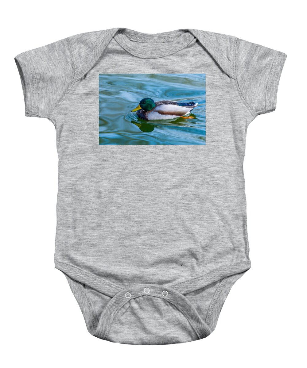 Duck Baby Onesie featuring the photograph Swimming Duck by Pamela Williams