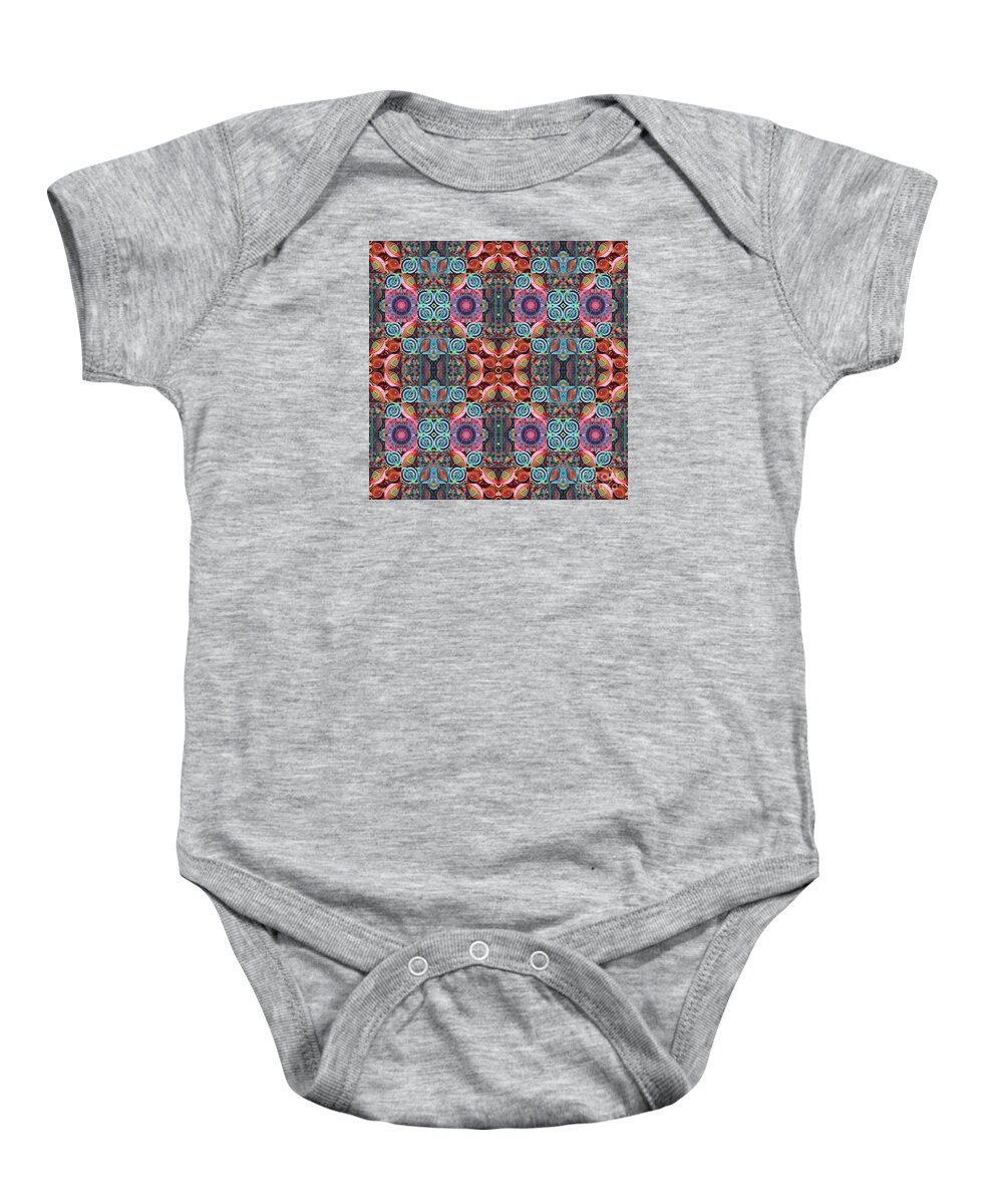 The Joy Of Design By Helena Tiainen Baby Onesie featuring the mixed media T J O D Mandala Series Puzzle 7 Arrangement 1 Multiplied by Helena Tiainen