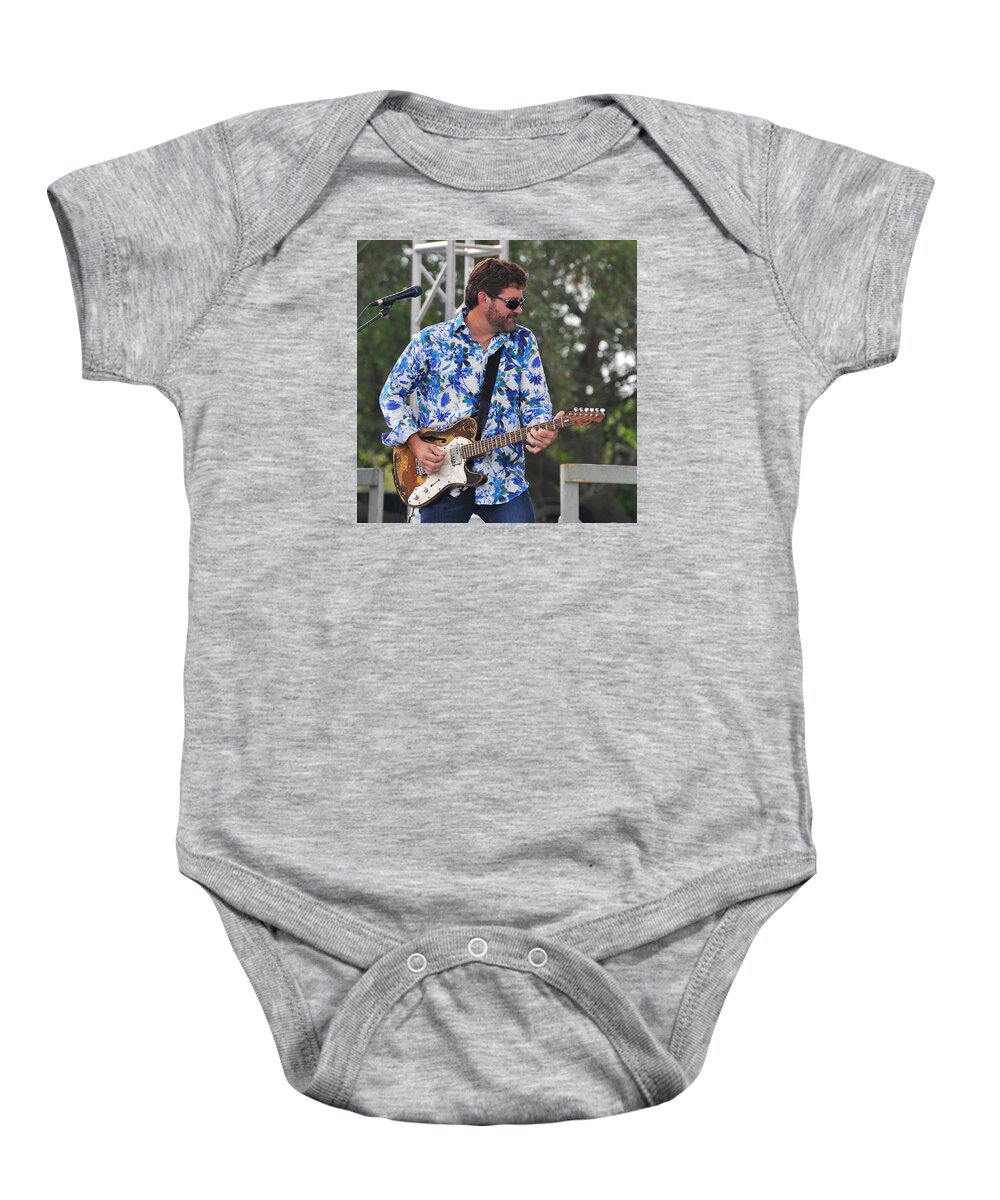 Tab Baby Onesie featuring the photograph Tab Benoit and 1972 Fender Telecaster by Ginger Wakem