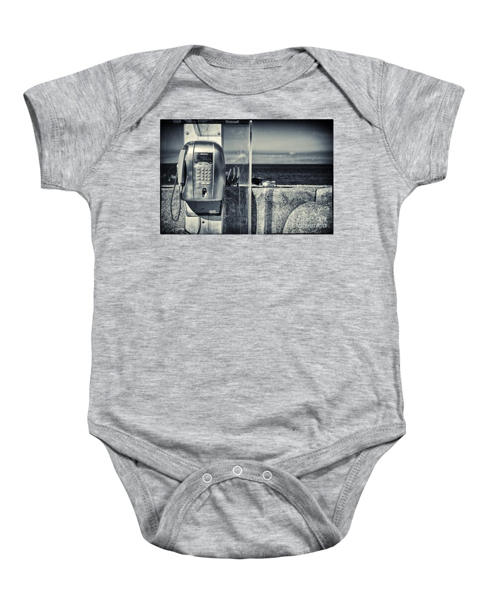 Telephone Baby Onesie featuring the photograph Telephone by the sea by Silvia Ganora
