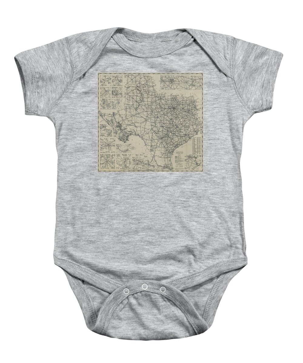 Texas Baby Onesie featuring the digital art Texas 1945, Texas Highway Department by Texas Map Store