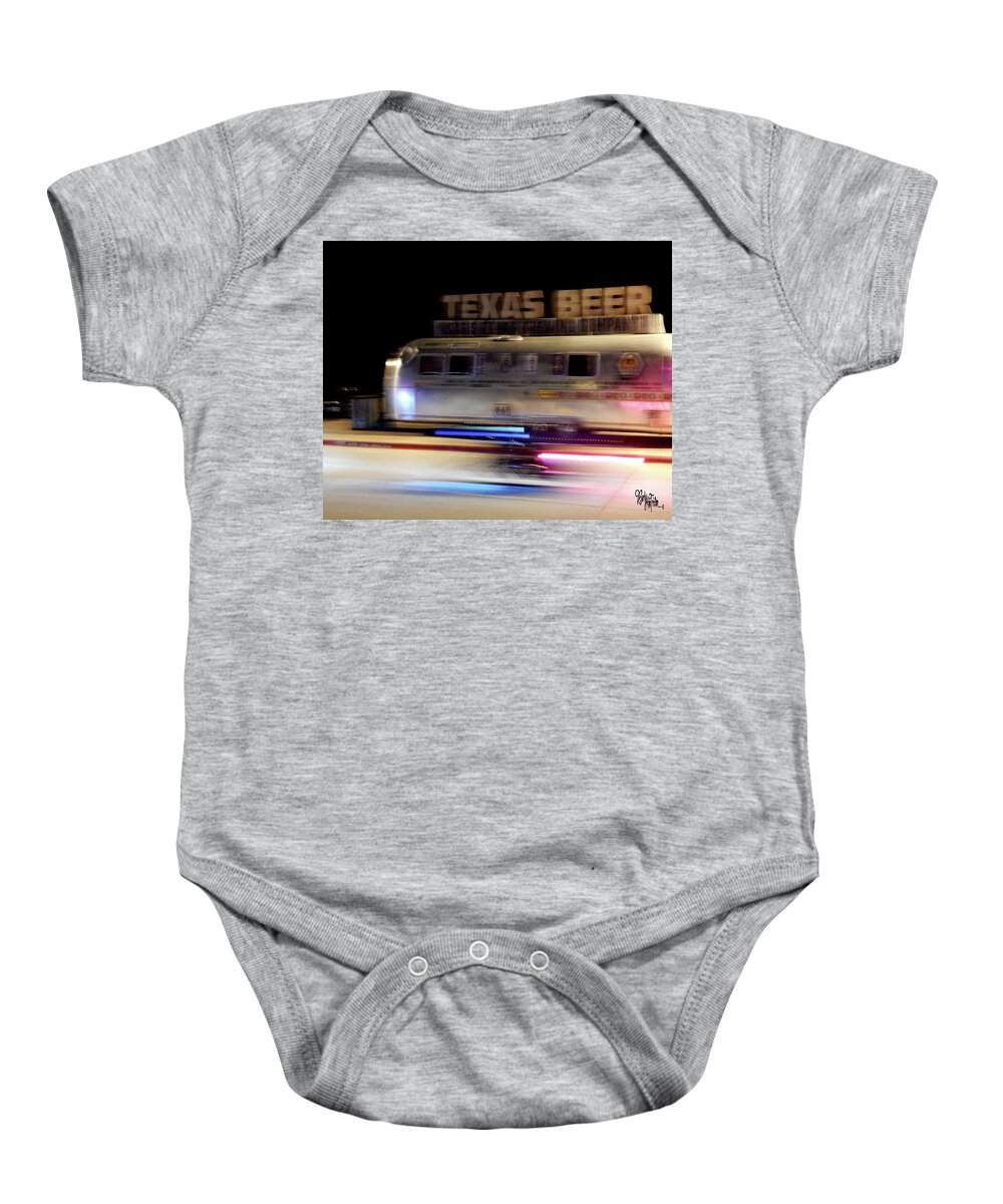 Art Baby Onesie featuring the photograph Texas Beer Fast Motorcycle #5594 by Barbara Tristan