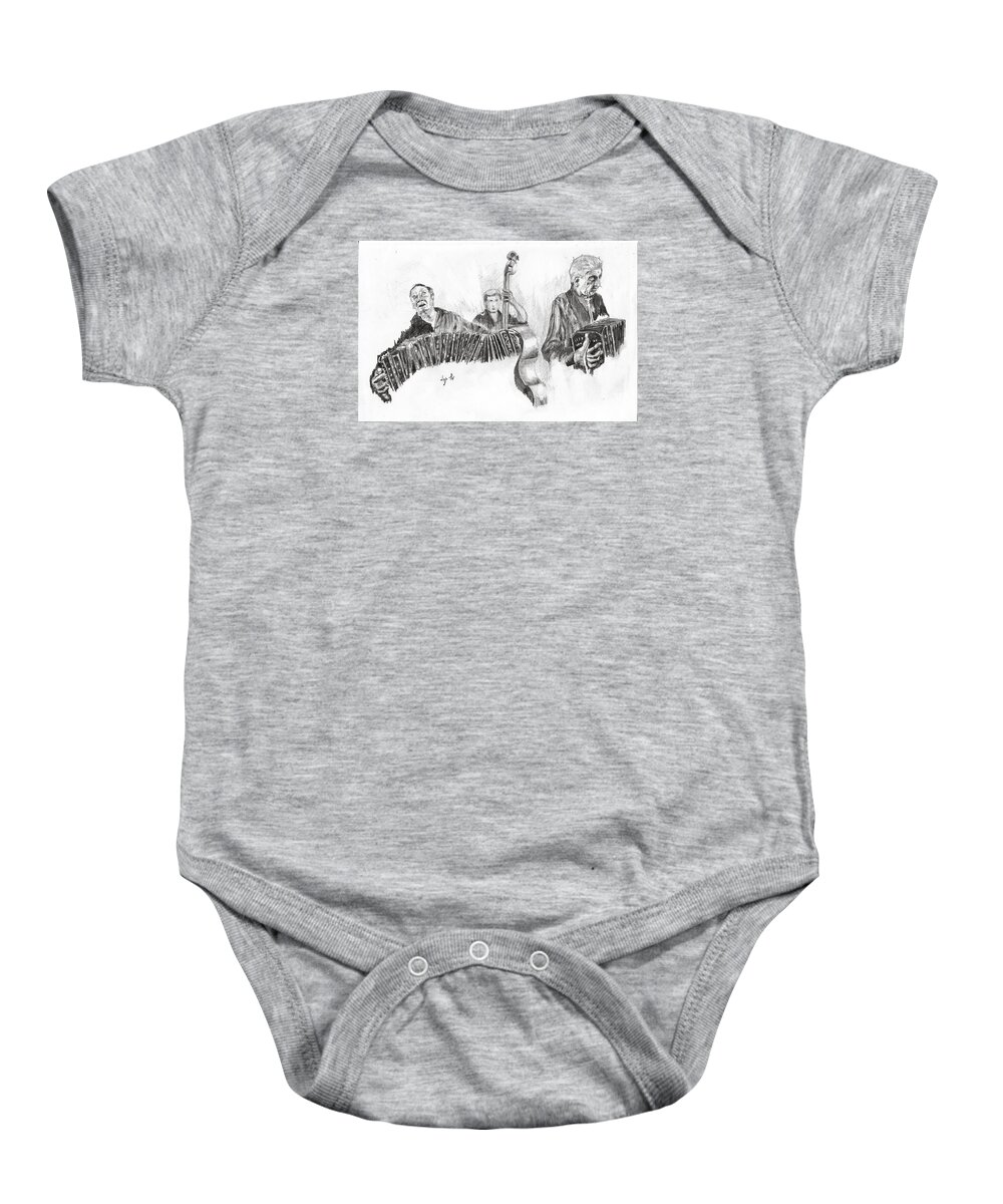 Music Baby Onesie featuring the painting Tha Tango Band by Eli Gross