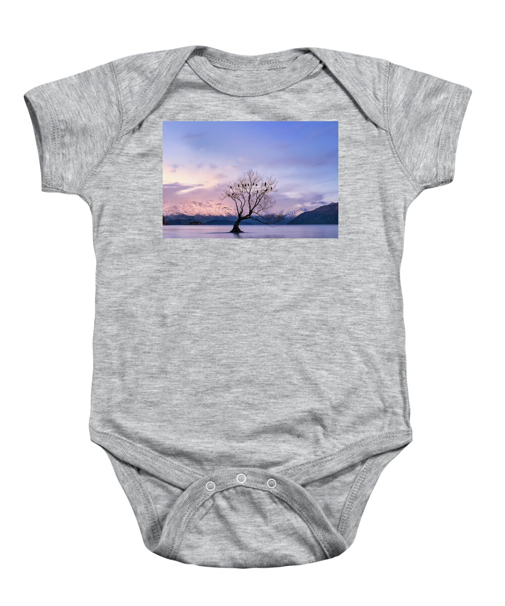 New Zealand Baby Onesie featuring the photograph That Wanaka Tree by Jose Maciel