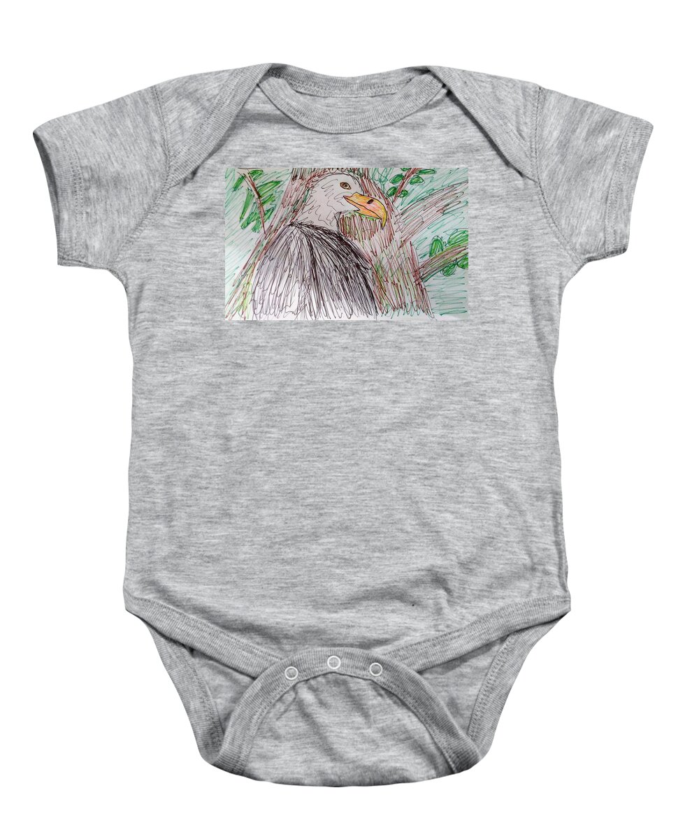 Independence Day Baby Onesie featuring the drawing The Bald Eagle by Andrew Blitman