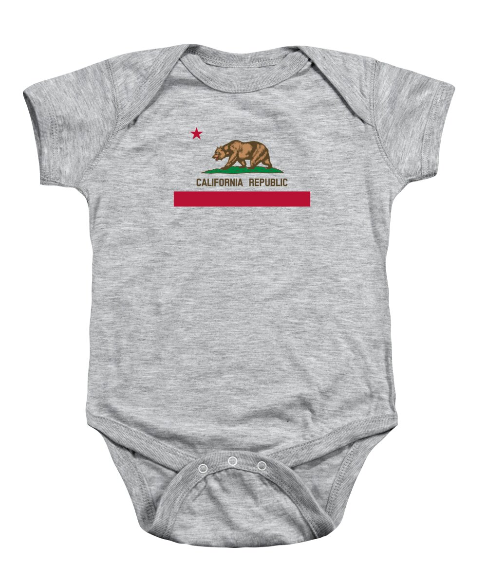 Bear Flag Baby Onesie featuring the mixed media The Bear Flag - State of California by War Is Hell Store