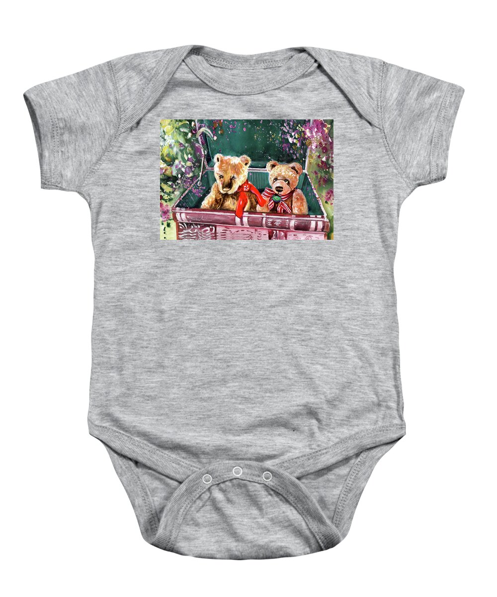 Truffle Mcfurry Baby Onesie featuring the painting The Bears From The Yorkshire Moor 05 by Miki De Goodaboom