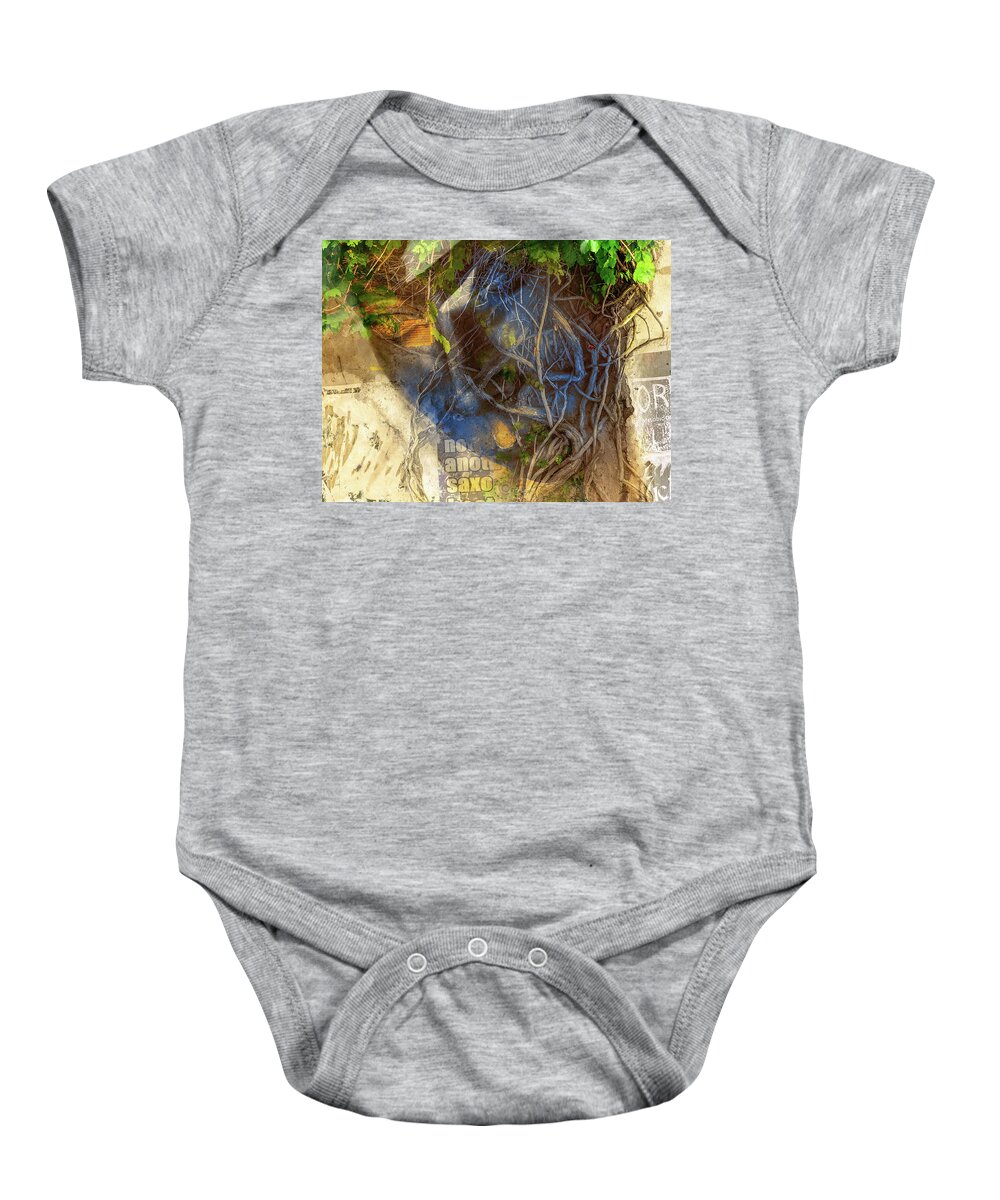 Collage Baby Onesie featuring the digital art The beauty and the old tree by Gabi Hampe