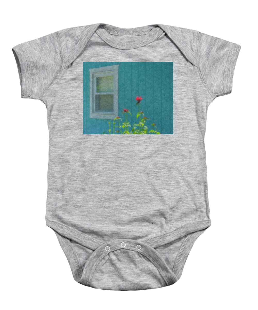 Blue Baby Onesie featuring the painting The Blue Beach Shack by Bill McEntee