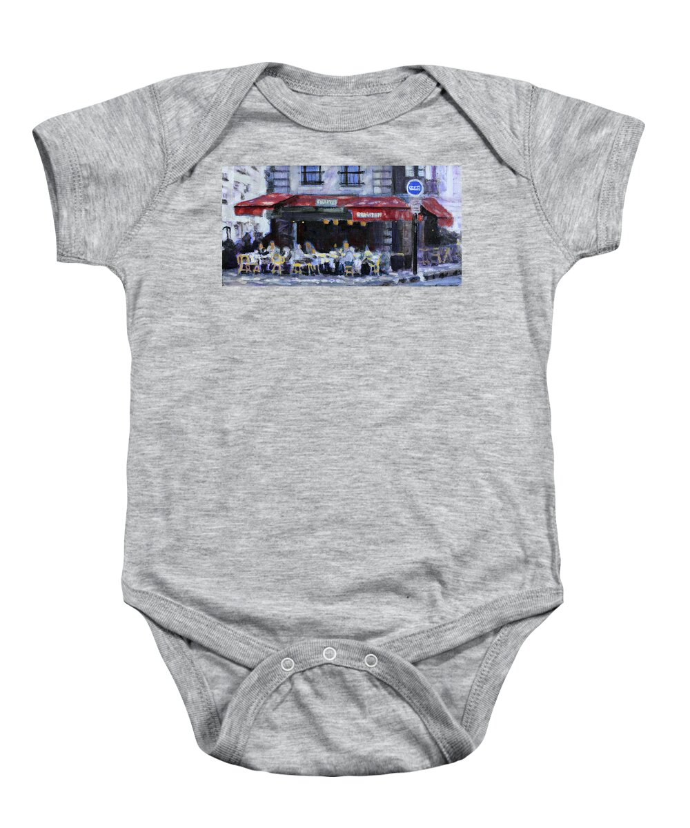French Cafe Baby Onesie featuring the painting The Brasserie by David Zimmerman
