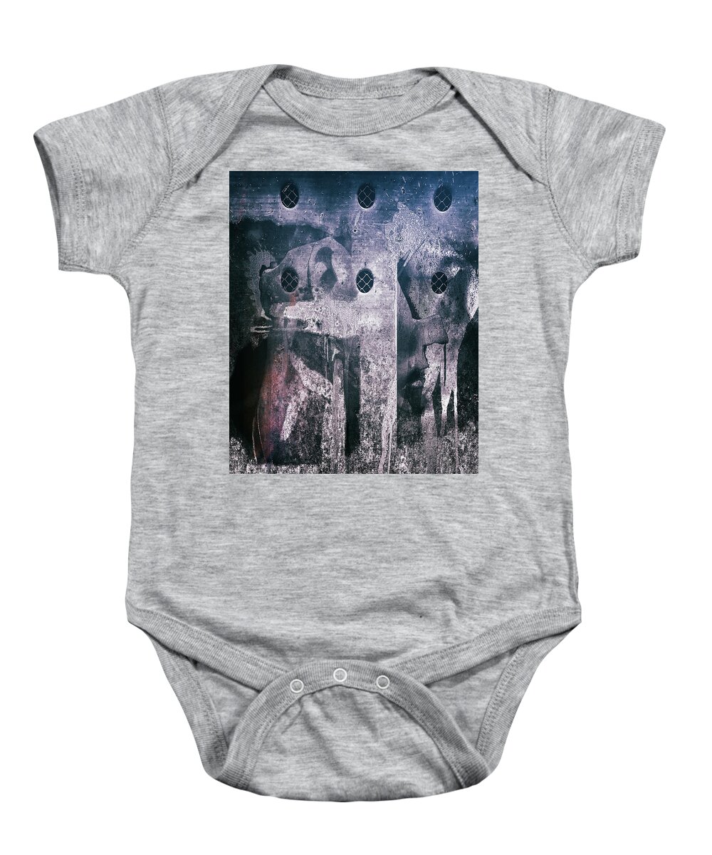 Face Baby Onesie featuring the digital art The broken head by Gabi Hampe