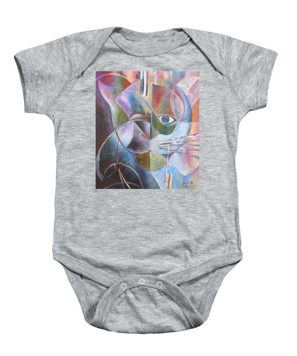 The Cat's Eye Baby Onesie featuring the painting The Cat's Eye by Obi-Tabot Tabe