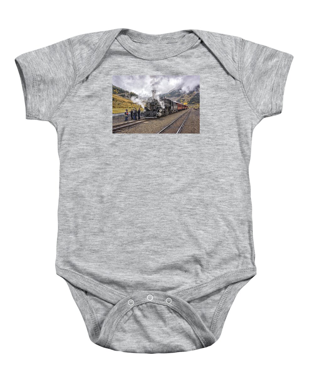 Colorado Baby Onesie featuring the photograph The End of a Run Silverton Railyard DSC07665 by Greg Kluempers