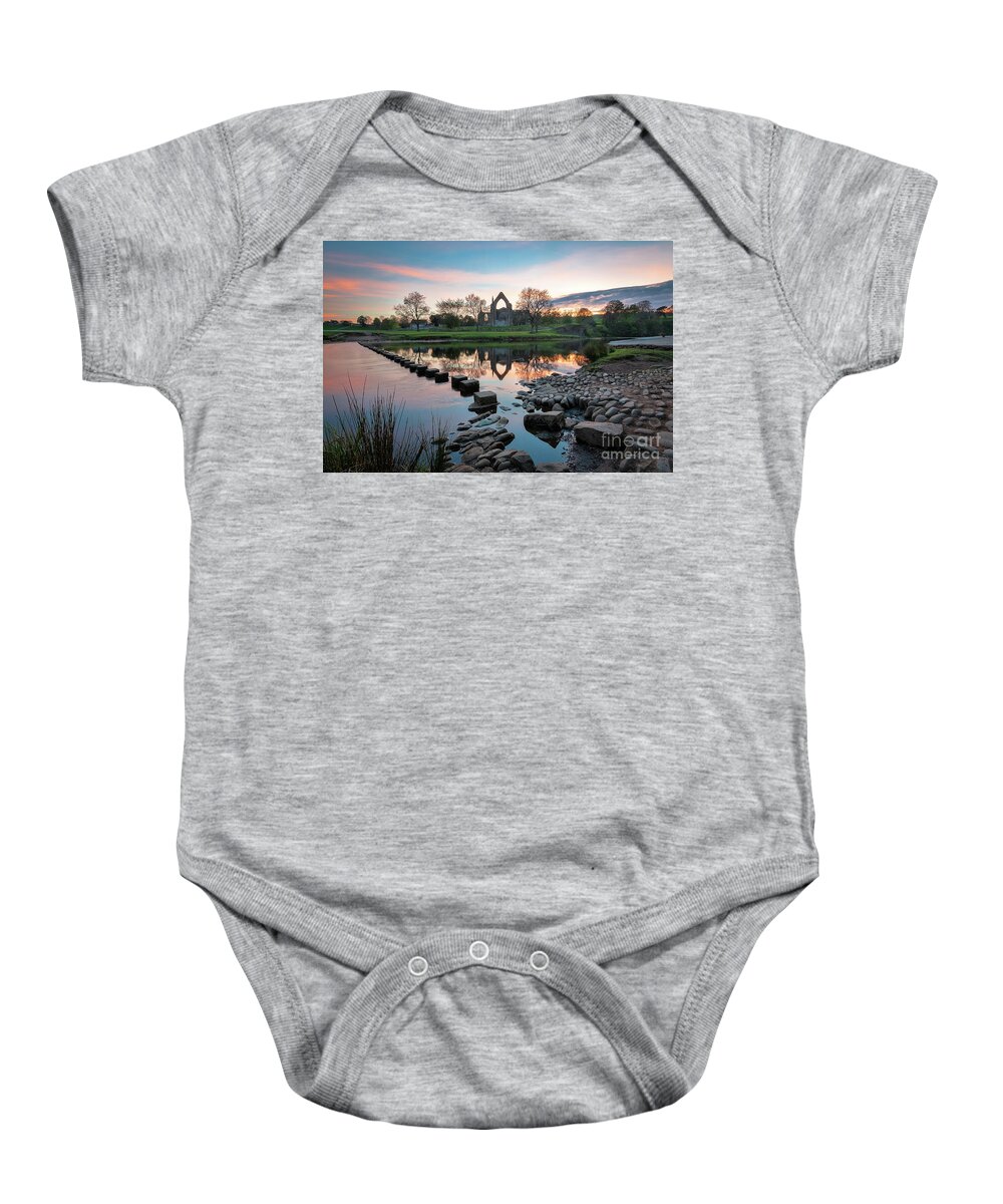 Bolton Abbey Baby Onesie featuring the photograph The first sunset in May by Mariusz Talarek