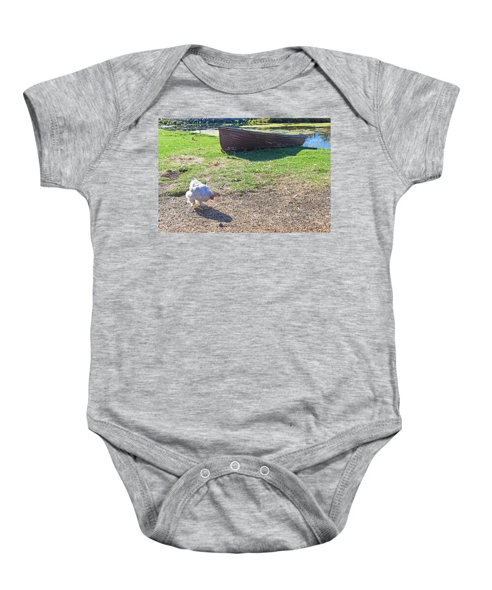 Chicken Baby Onesie featuring the photograph The Fluffy Chicken Silk by Toby McGuire