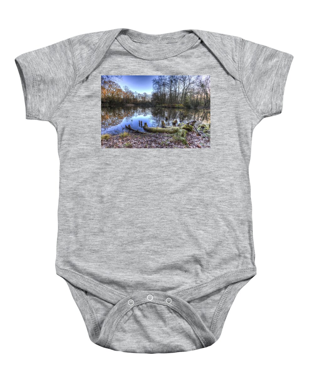 Frost Baby Onesie featuring the photograph The Frosty Morning Pond by David Pyatt