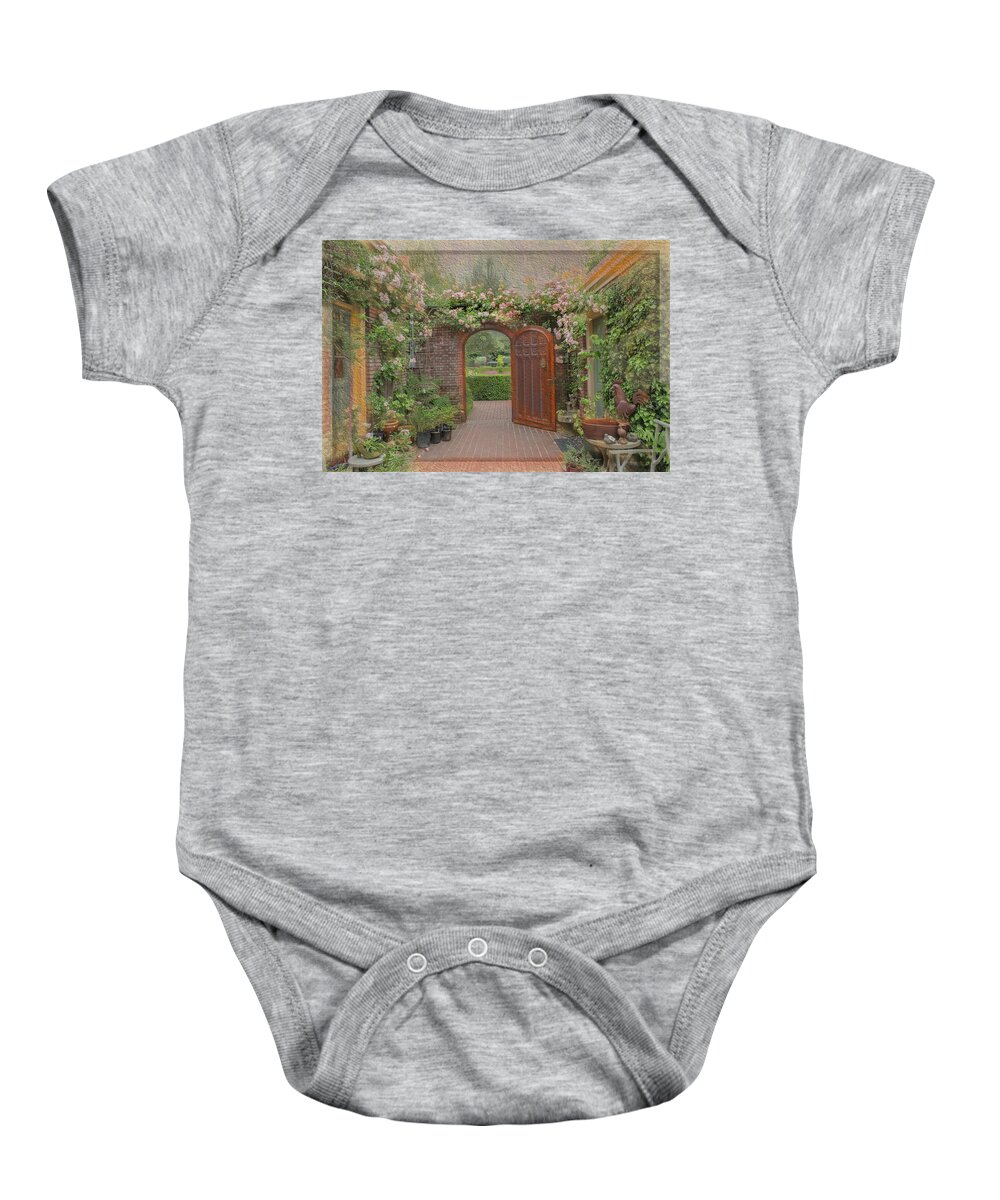 Filoli Baby Onesie featuring the photograph The Garden door by Patricia Dennis