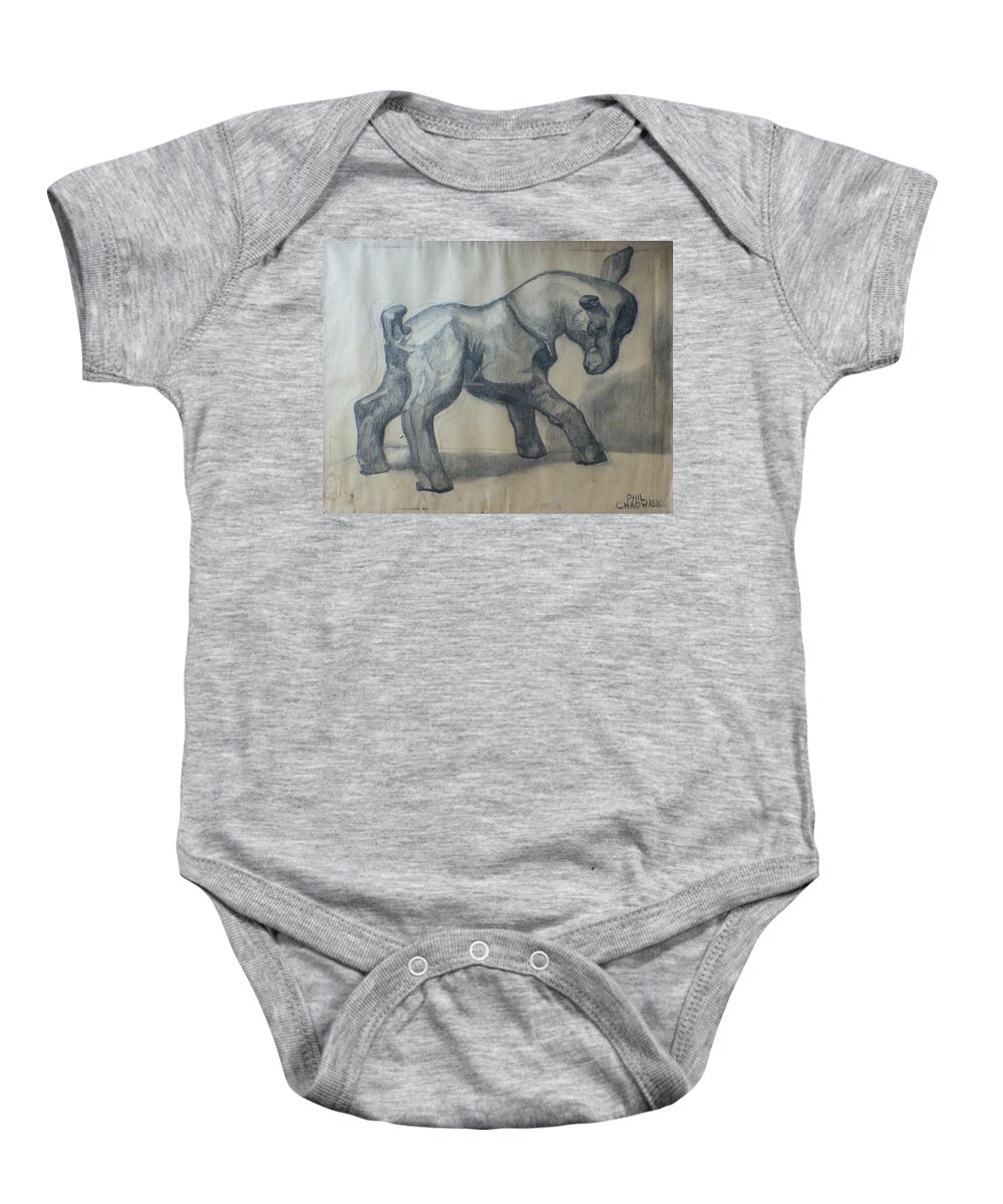 0 Baby Onesie featuring the painting The Glass Goat by Phil Chadwick